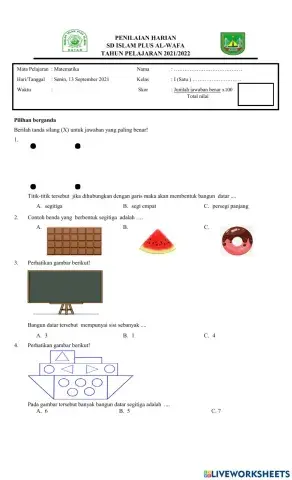 Penilaian Harian II Matematika