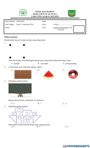 Penilaian Harian II Matematika