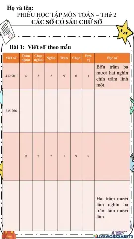 Các số có sáu chữ số