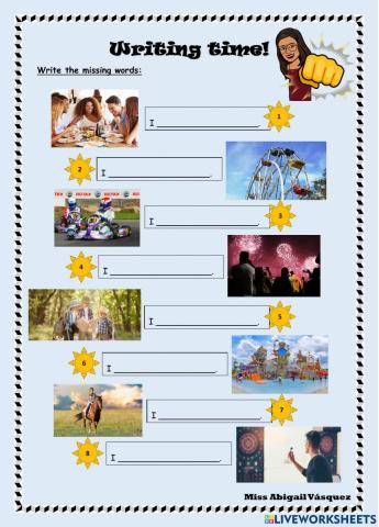 Writing - Free time Activities II