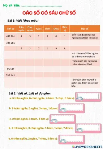 Các số có sáu chữ số