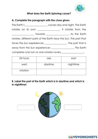 What does the Earth Spinning cause?