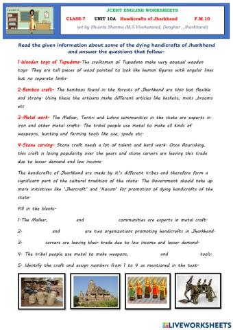 JCERT English textbook Class 7 Unit 10 a Handicrafts of Jharkhand