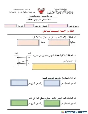 نشاط تفاعلي علي العلاقات 1،2