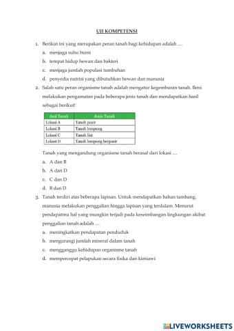 Latihan Tanah dan Keberlangsungan Hidup