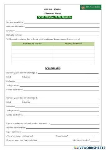 Cuestionario inicio curso