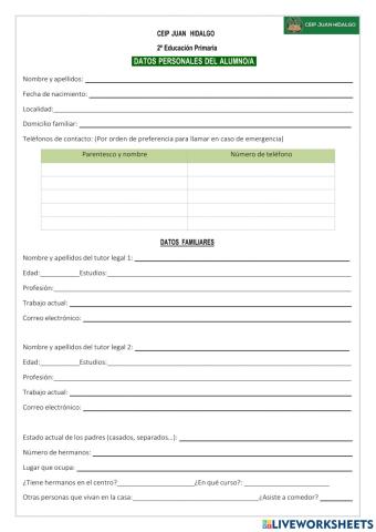 Cuestionario inicio curso