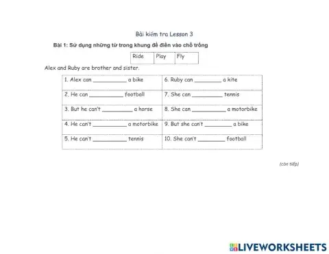 Test lesson 3: I can ride a bike