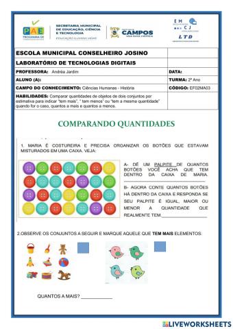 Comparando quantidades
