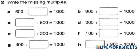Number Pairs to 1000