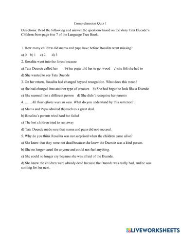 Comprehension- Duende