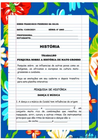 HISTÓRIA-  Cultura de Mato Grosso