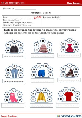 Jamine Topic 7 - clothes (14.9.2021)