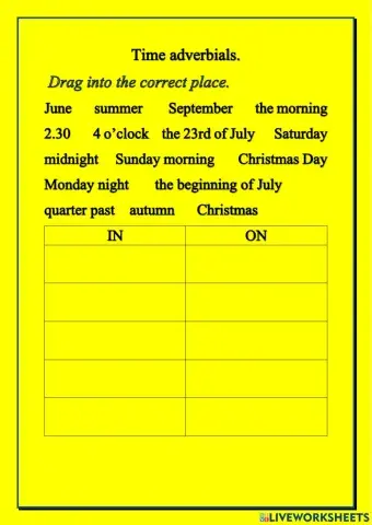 Time prepositions IN  ON  AT