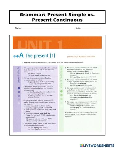 Simple Present and Present Continuous