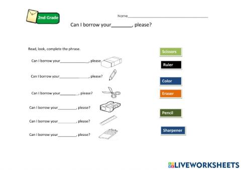 School supplies borrow