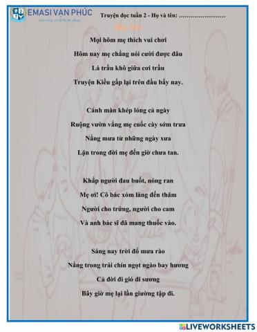 Tập đọc mẹ ốm