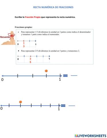 Recta numerica de fracciones