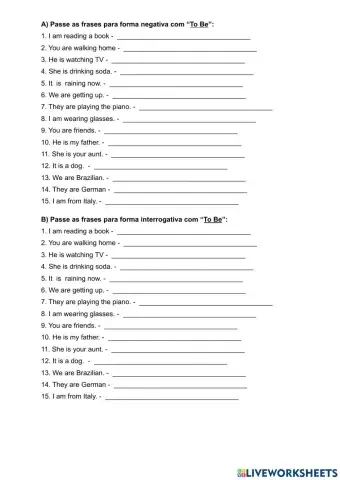 Negative Interrogative To be