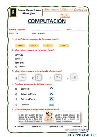 Examen de Computacion 5to Prim