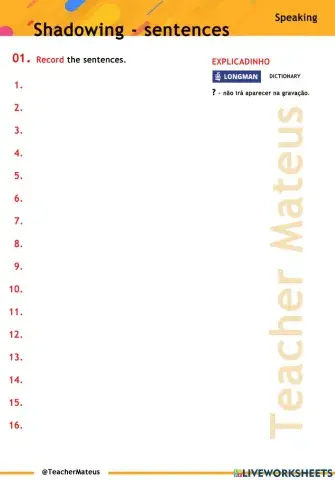 Shadowing - Sentences - Speaking