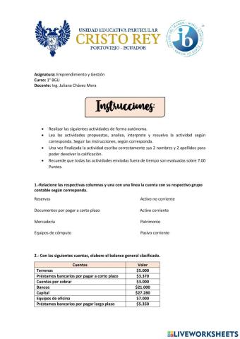 Emprendimiento y Gestión-Balance General