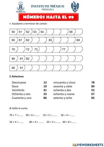 Los números del 1 al 100