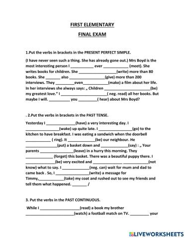 1st ELEMENTARY FINAL EXAM