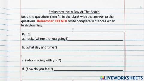 Written Composition: Brainstorming