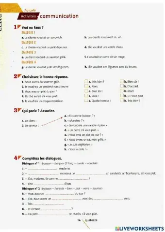 Exercices A1 Restaurant