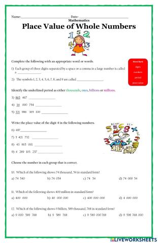 Place Value Whole Numbers