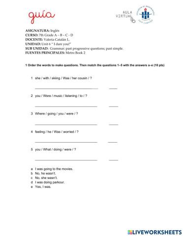 Past progressive questions