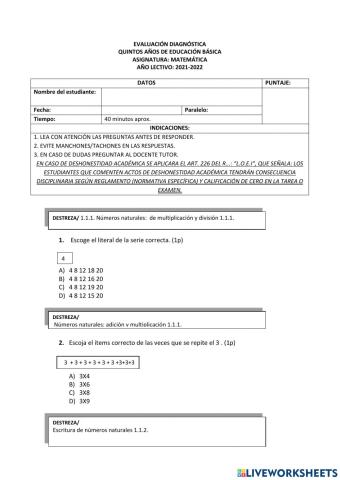 Evaluación diagnóstica