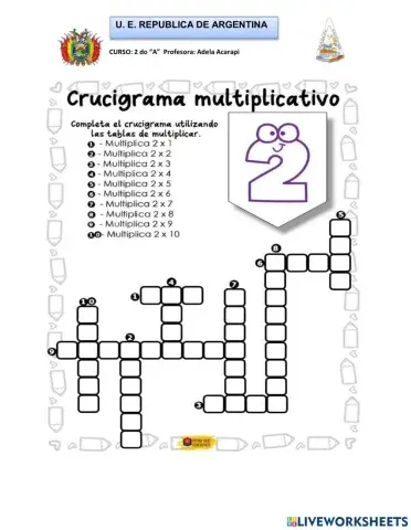 Crucugrama sobrelas tablas