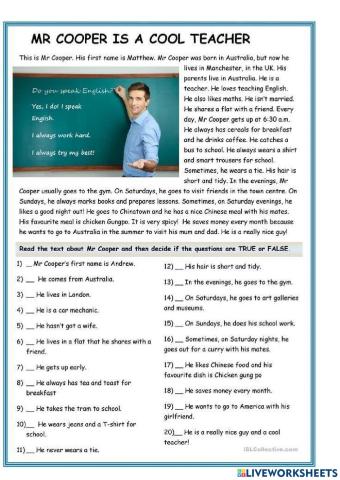 Present simple routine