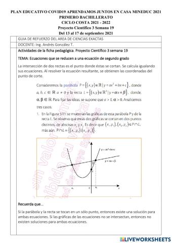 Sistema de ecuaciones lineal y parabólica