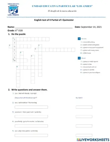 Evaluacion del 2do Parcial 1 Quimestre