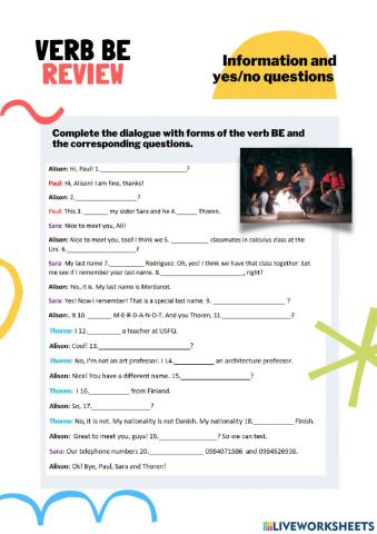 Verb to be review questions