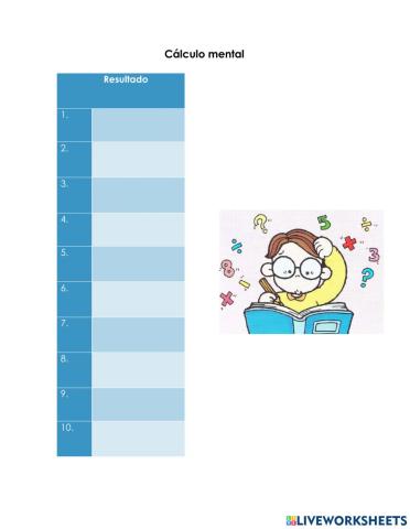 Cálculo mental 1
