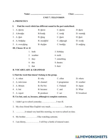 Unit 7 - English 6 New