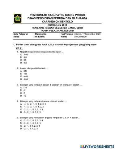PTS Gasal 2020-2021 MATEMATIKA