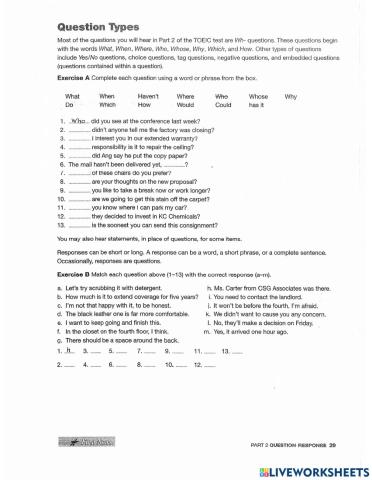Toeic part 2-Question types