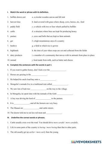 Unit 2: Life in the countryside