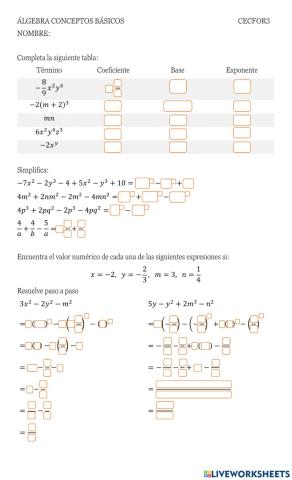 Álgebra conceptos básicos