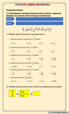 Penilaian harian 3.2 kelas 4