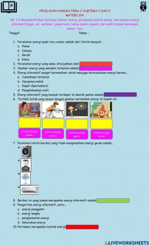 Penilaian harian ipa t2 st2 dan st3