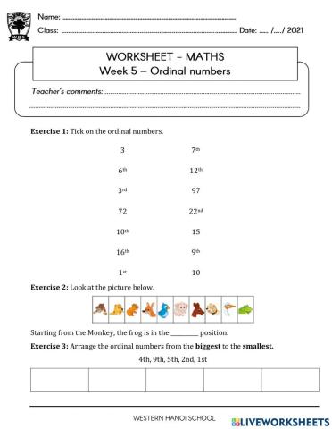 2S1 - Week 6 - Ordinal numbers