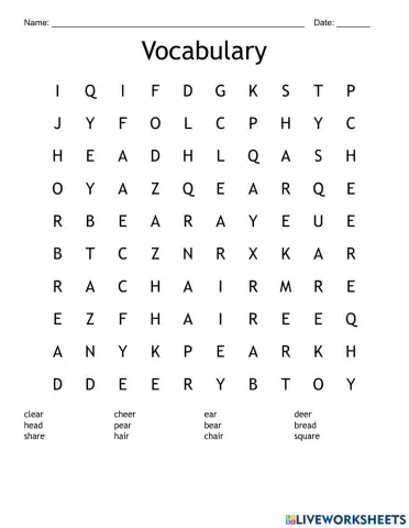Phonics word search