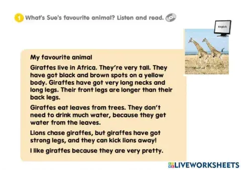 Reading comprehension: wild animals