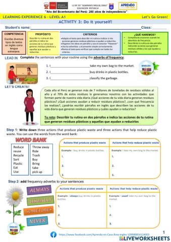 Learning Experience 6: Activity 3: Do it yourself! - A1